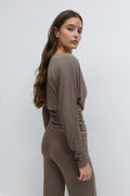 Soft slouchy loungewear top - Chocolate plum