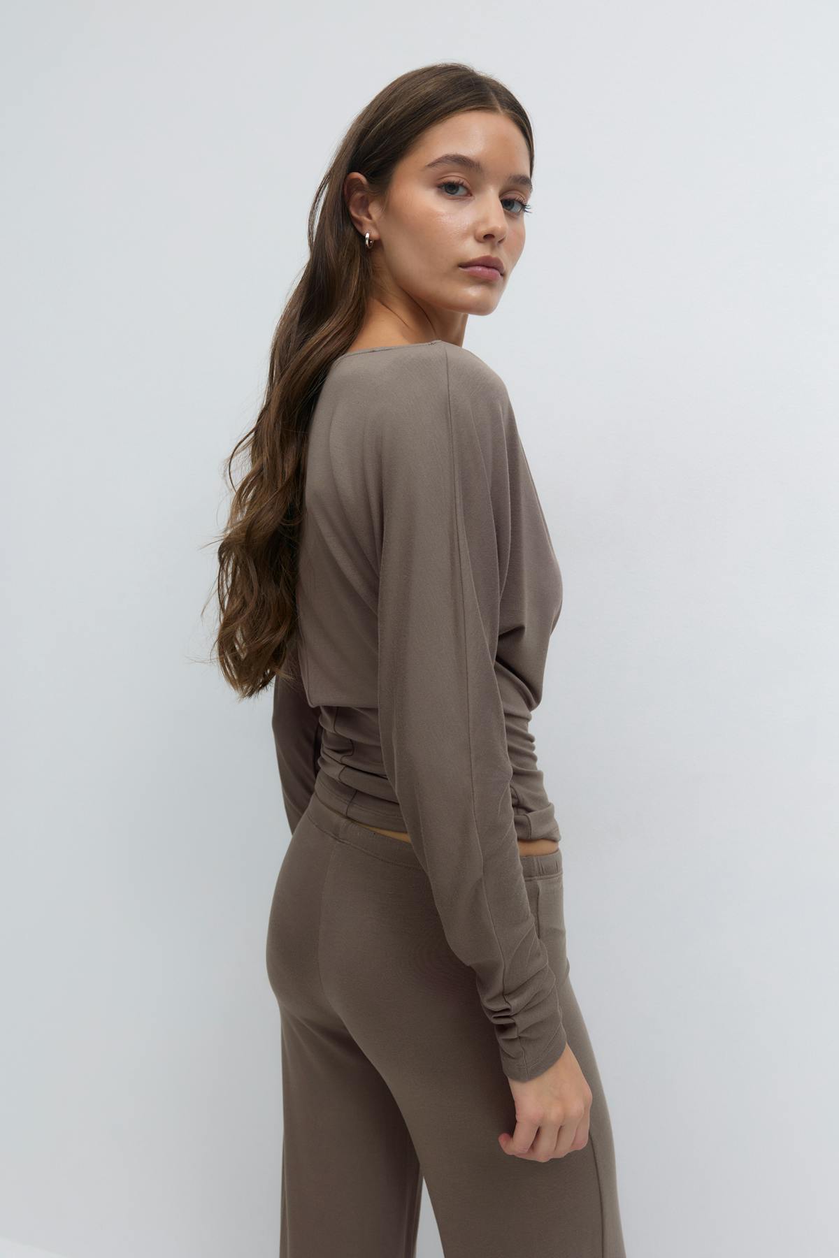 Soft slouchy loungewear top - Chocolate plum