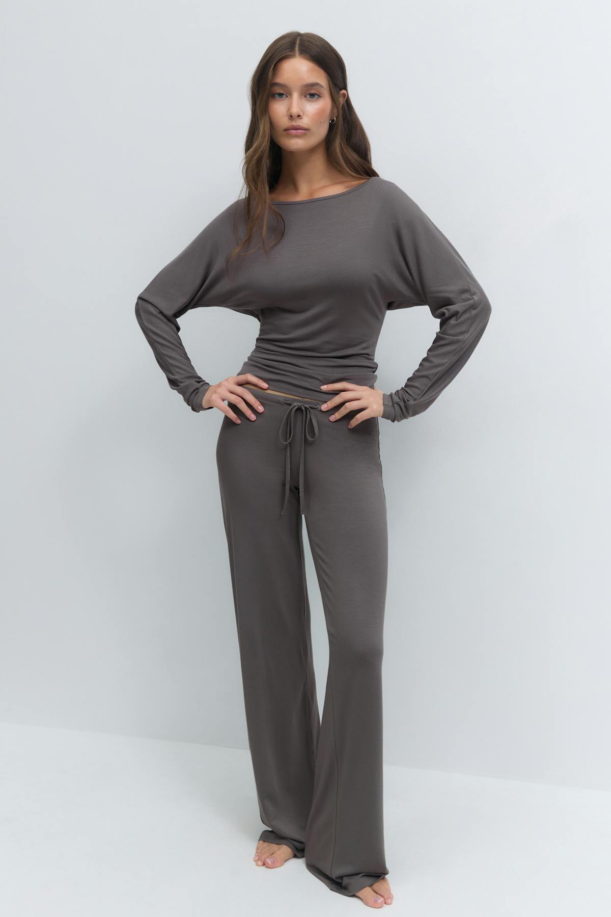 Soft slouchy loungewear top - Stone