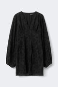 Embroidered mini dress - Noir