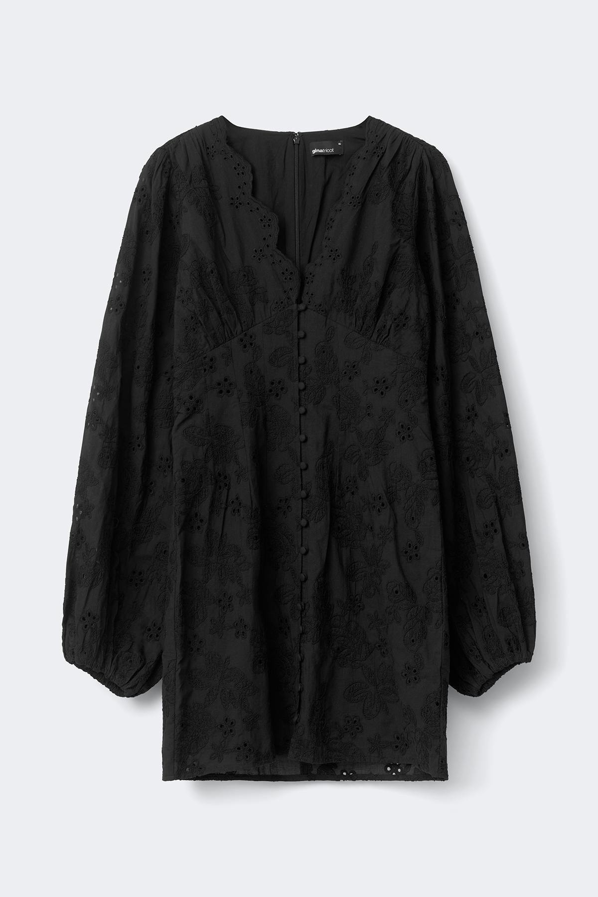 Embroidered mini dress - Noir
