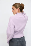 Funnel neck knitted sweater - Orchid petal