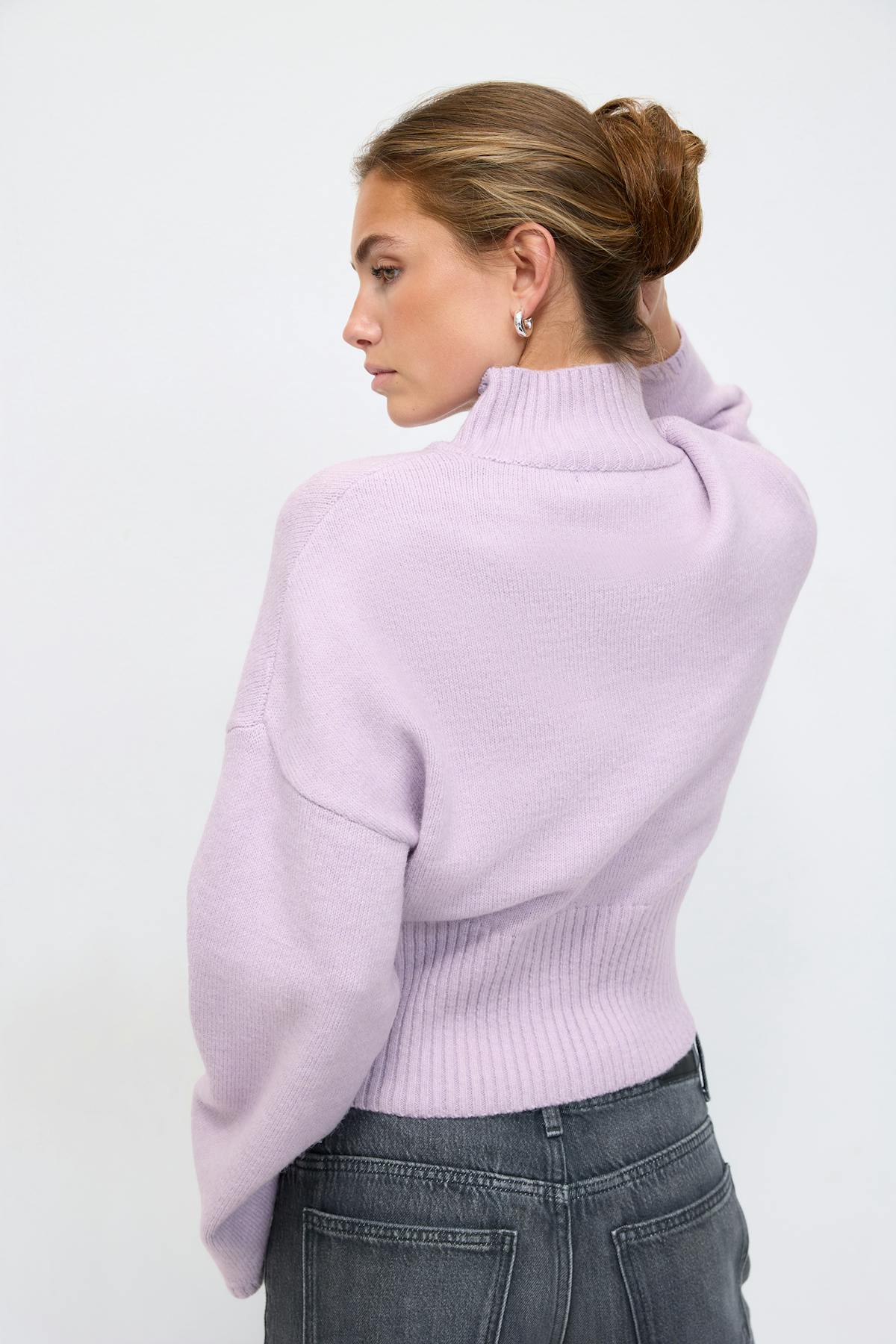 Funnel neck knitted sweater - Orchid petal