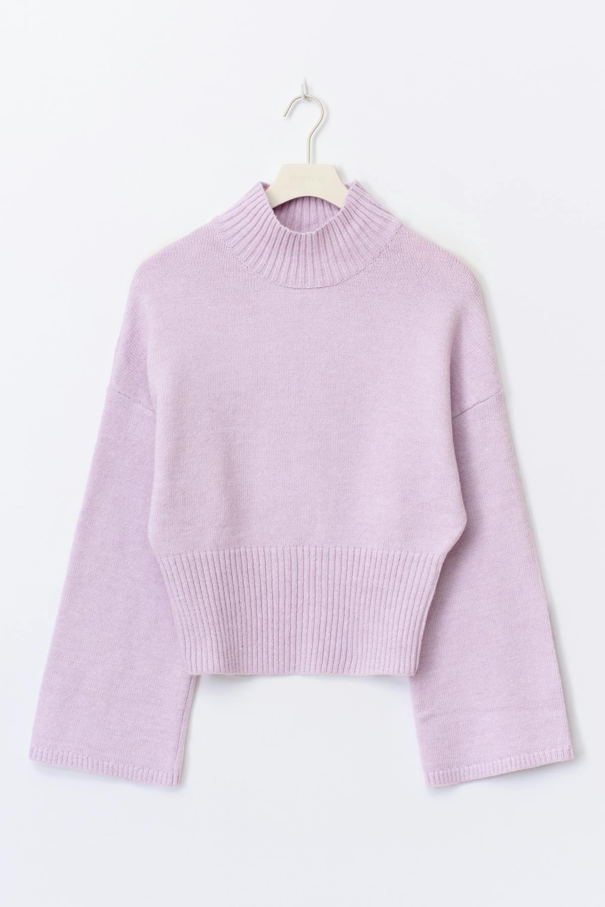 Funnel neck knitted sweater - Orchid petal