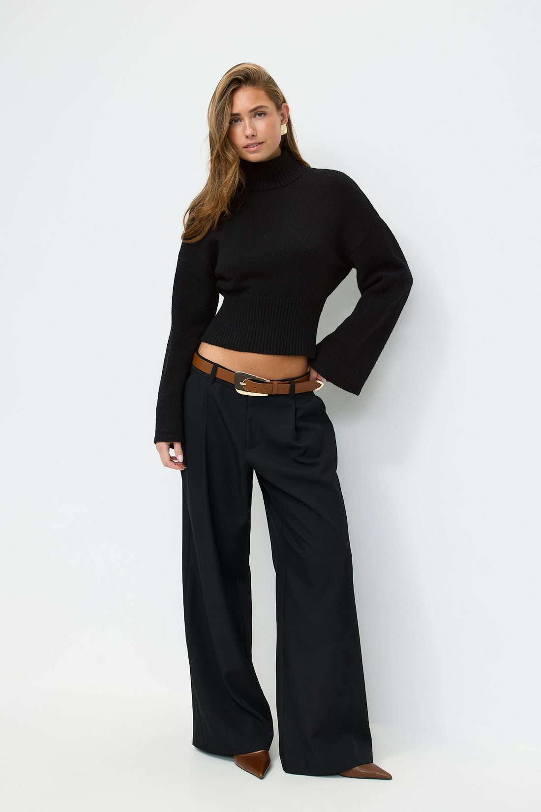 Funnel neck knitted sweater - Noir