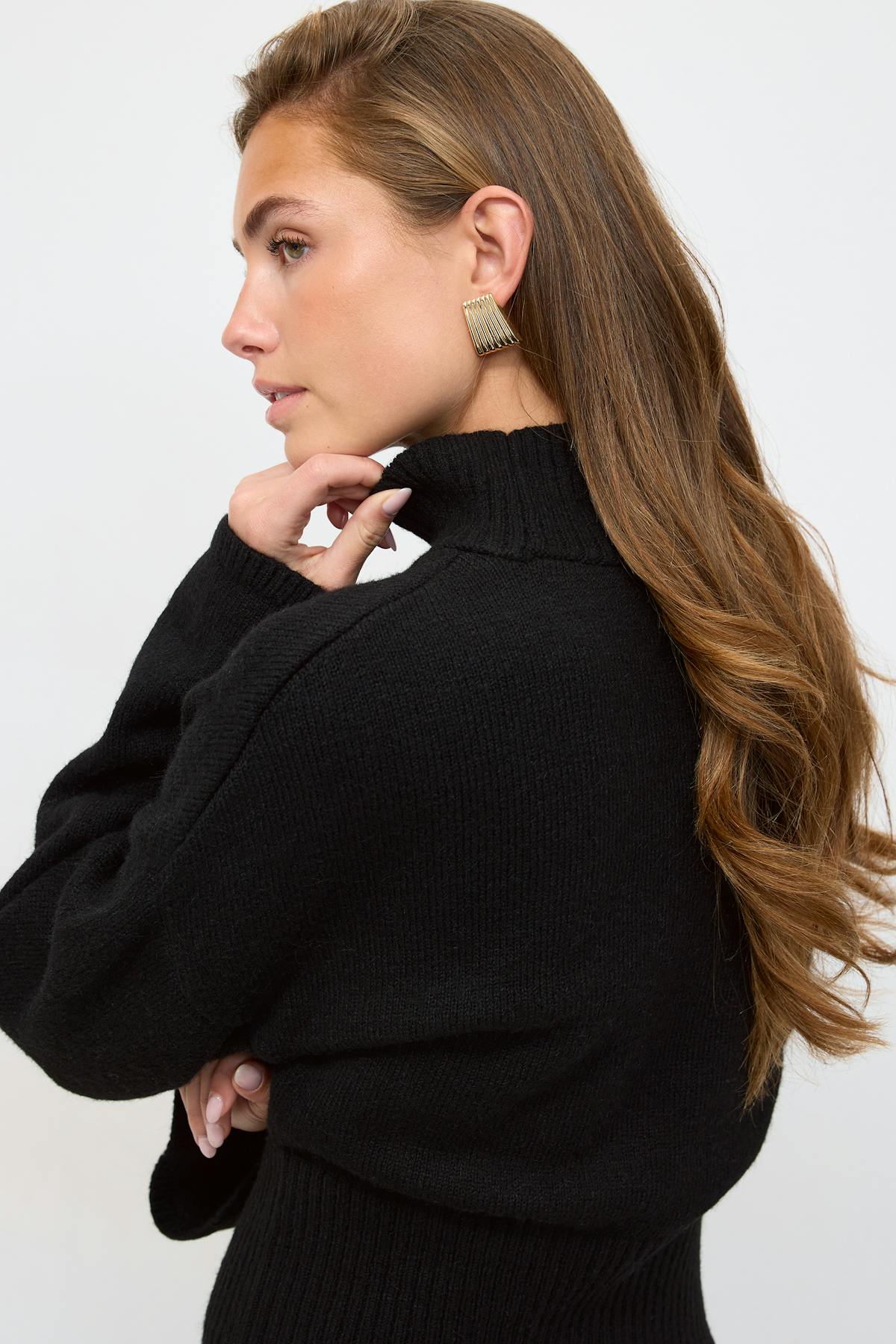 Funnel neck knitted sweater - Noir