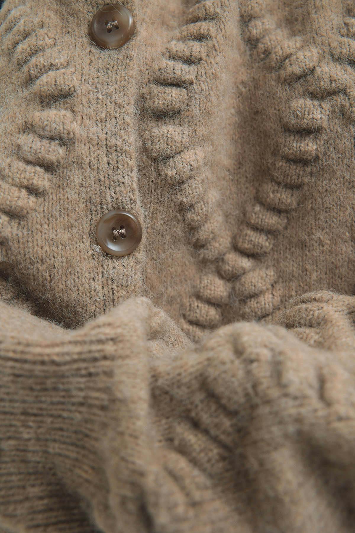knitted tie cardigan - Sahara sun