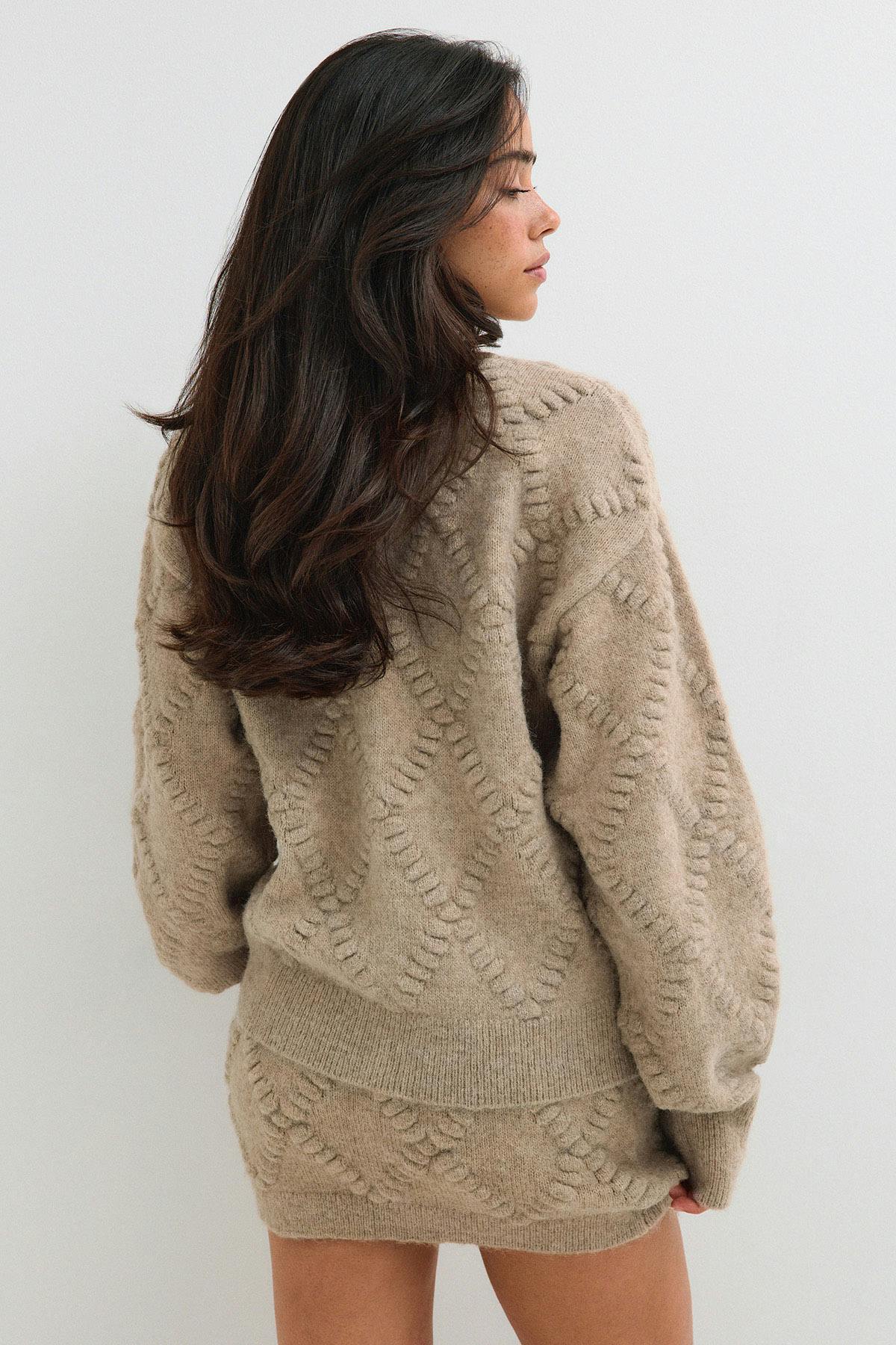 knitted tie cardigan - Fudge