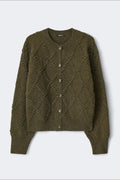 knitted tie cardigan - Chocolate brown
