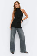 Polka dot knitted top - Offwhite dot