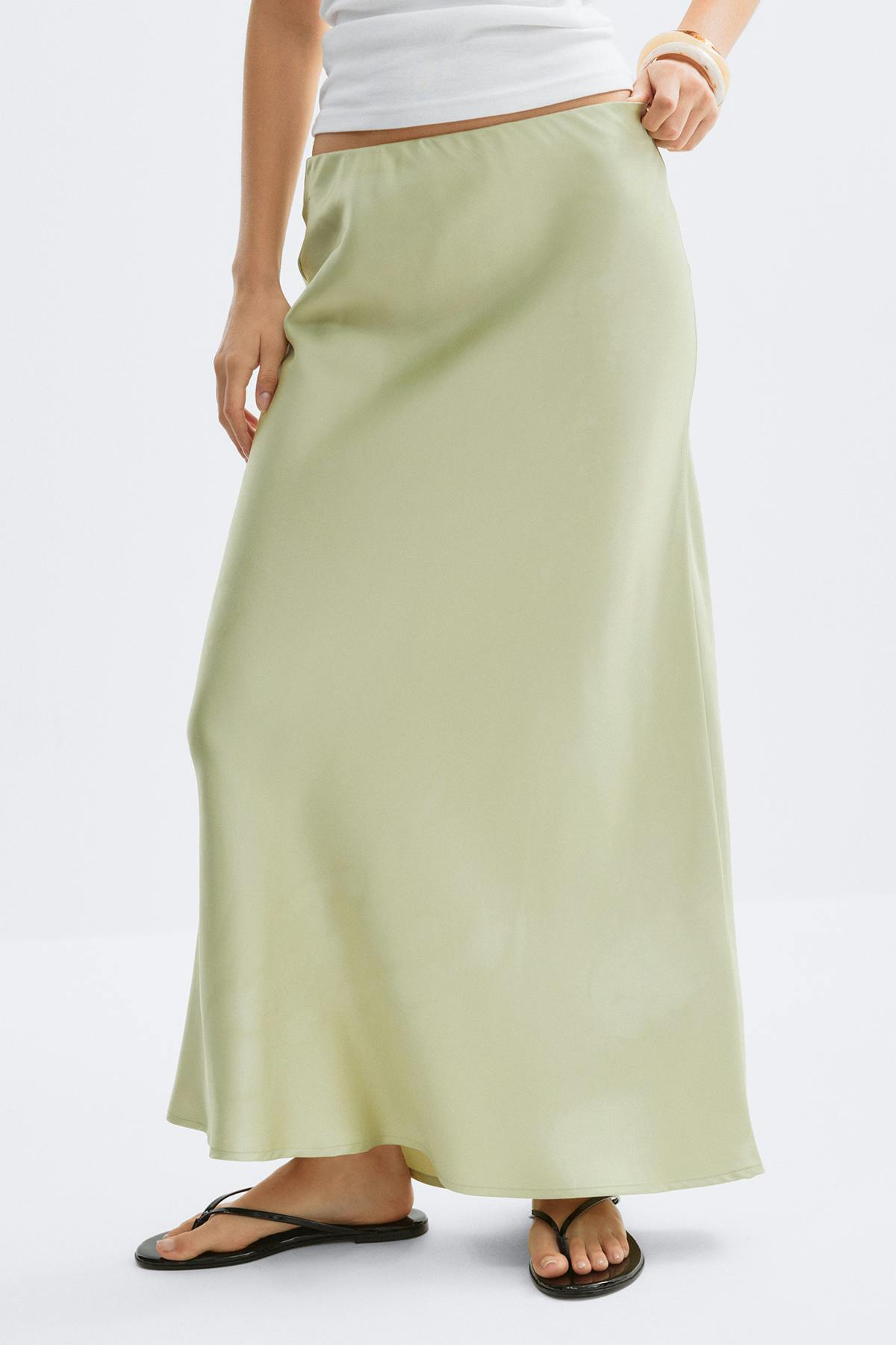 Satin skirt - Kaki