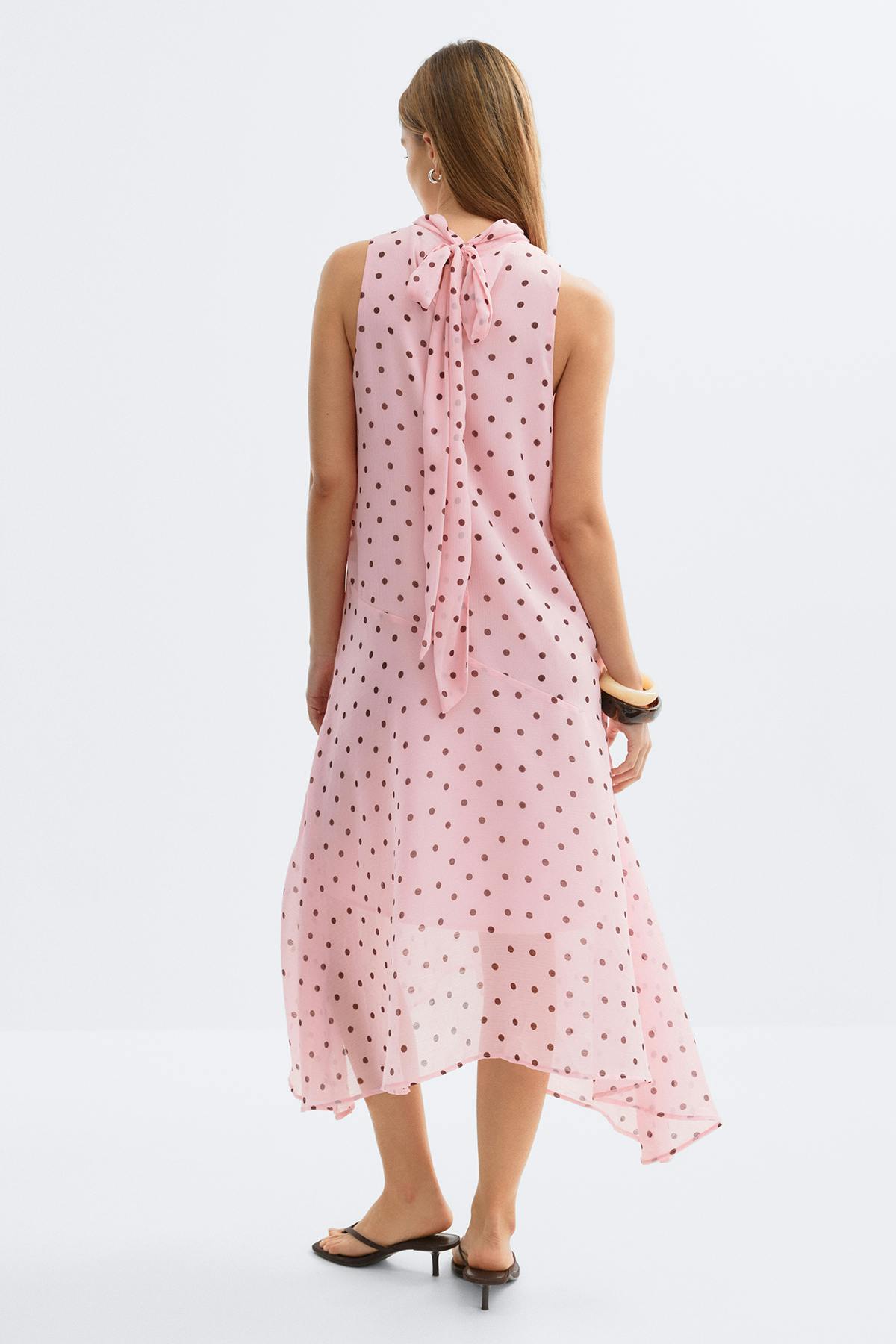 Flowy scarf dress - Pink dot