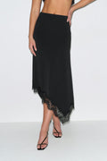 Asymmetric lace skirt - Noir