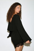 Asymmetric lace mini dress - Noir