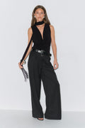 Fringe scarf top - Noir