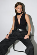 Fringe scarf top - Noir