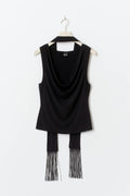 Fringe scarf top - Noir