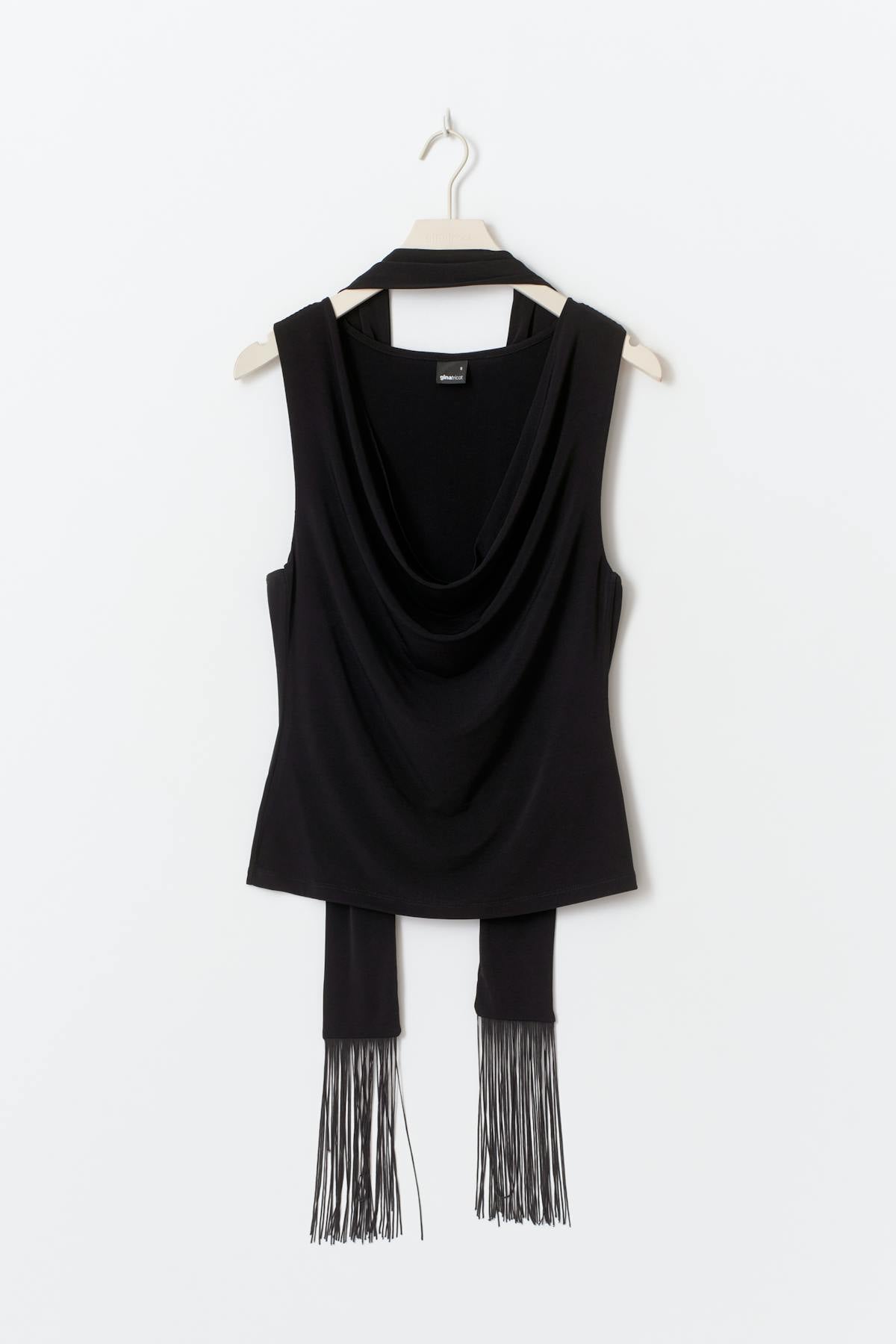 Fringe scarf top - Noir