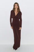 Draped back maxi dress - Chocolate plum