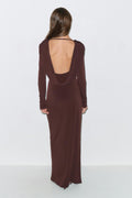 Draped back maxi dress - Chocolate plum