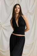 Halterneck loungewear top - Noir