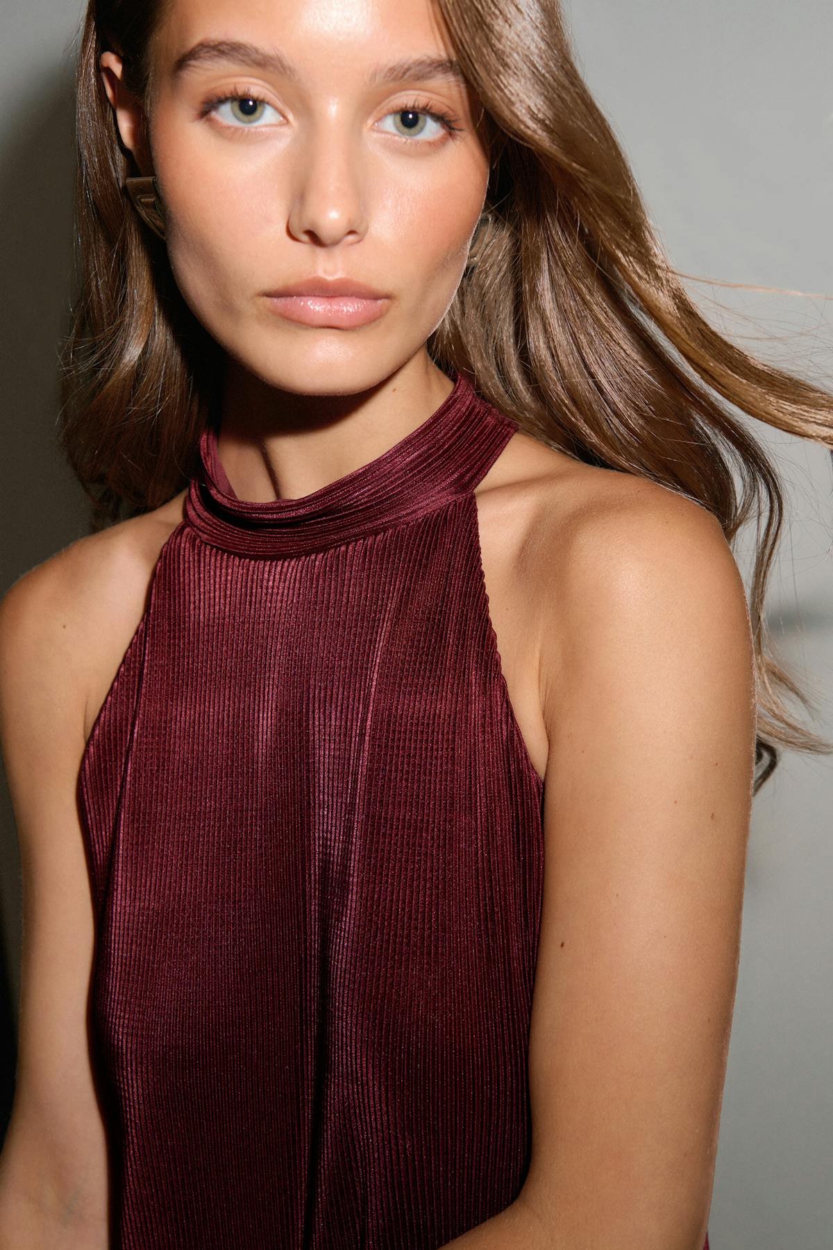 Pleated maxi dress - Rouge foncé