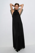 Pleated maxi dress - Rouge foncé