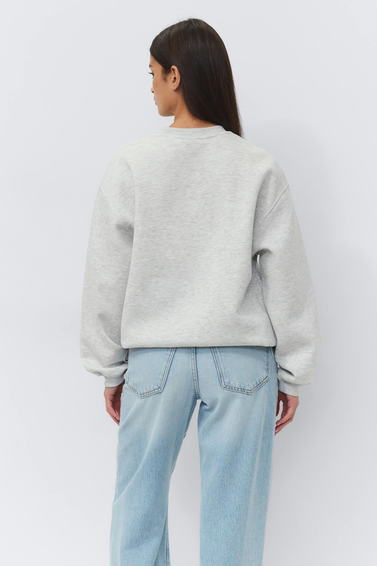Crewneck versatile sweater - Lt grey melange