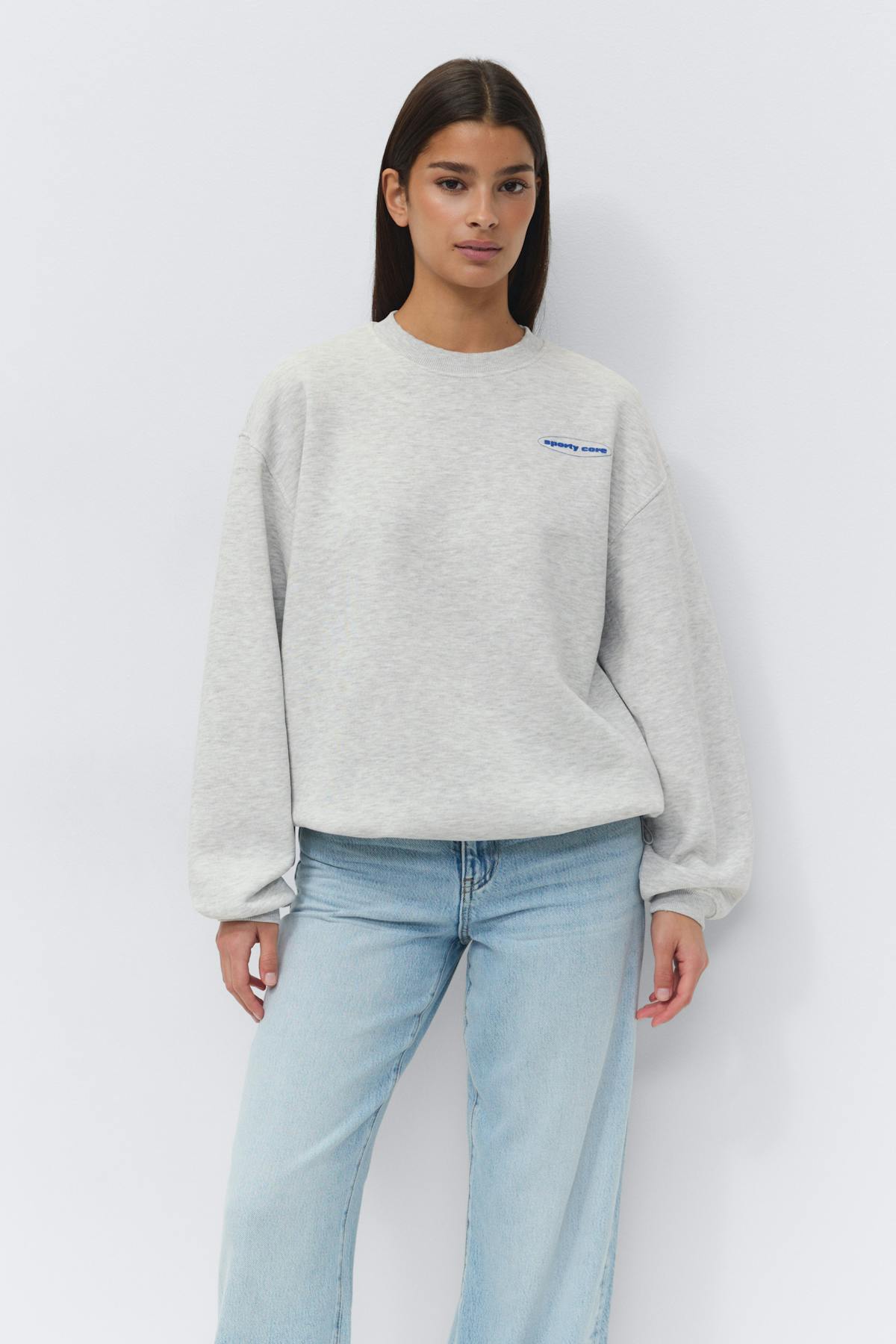 Crewneck versatile sweater - Lt grey melange