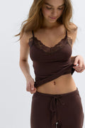 Soft lace loungewear singlet - Bordeaux