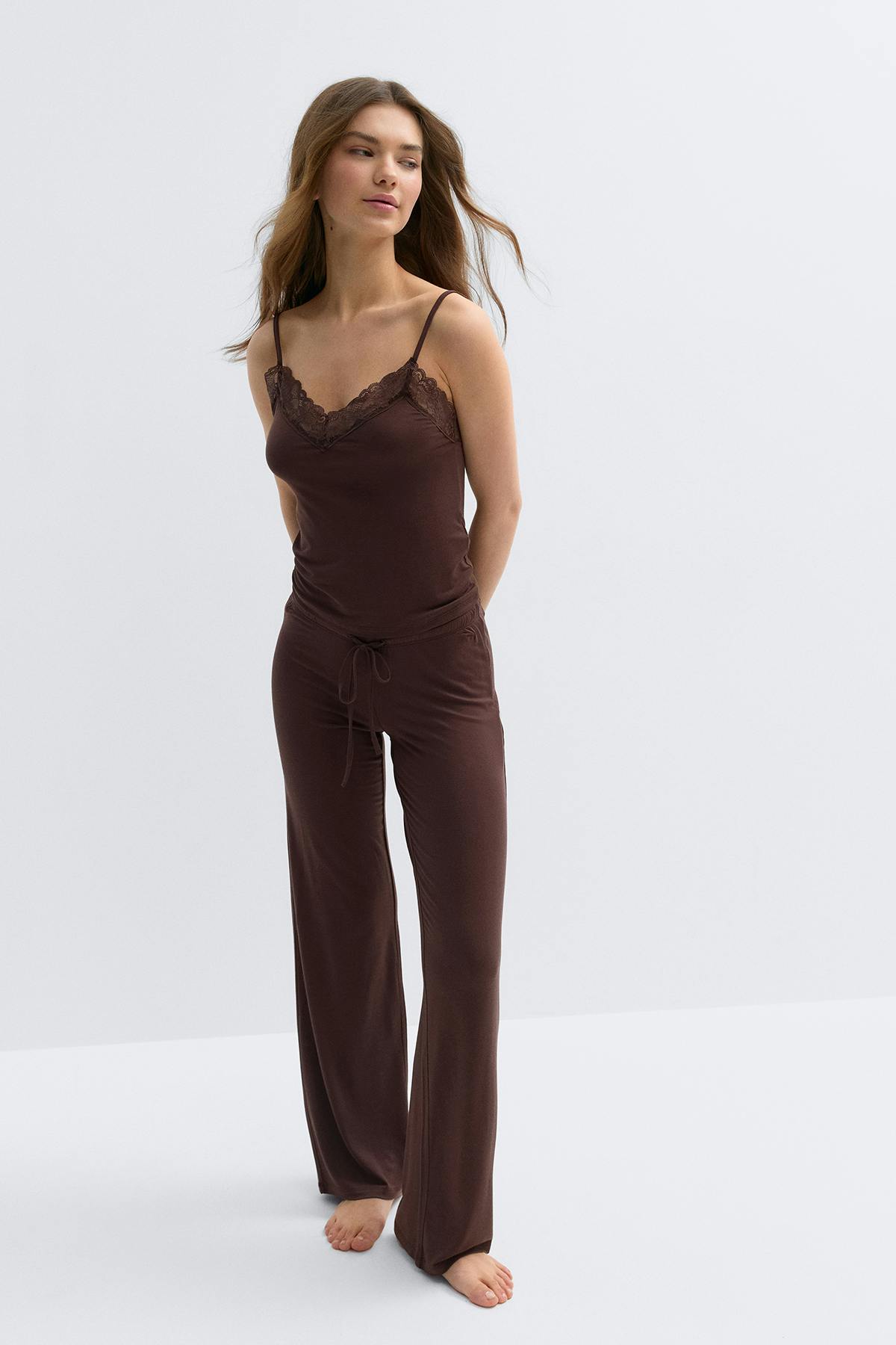 Soft lace loungewear singlet - Bordeaux