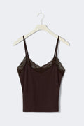 Soft lace loungewear singlet - Chocolate plum