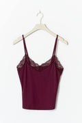 Soft lace loungewear singlet - Bordeaux