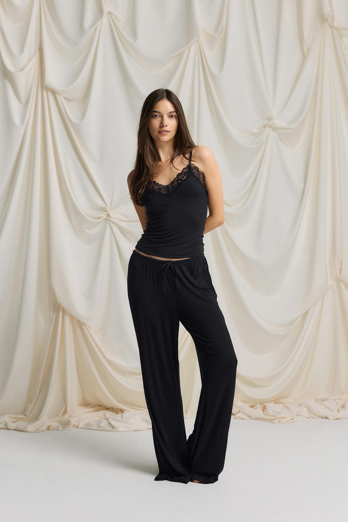 Soft lace loungewear singlet - Noir