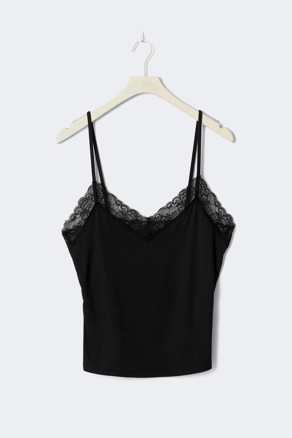Soft lace loungewear singlet - Noir