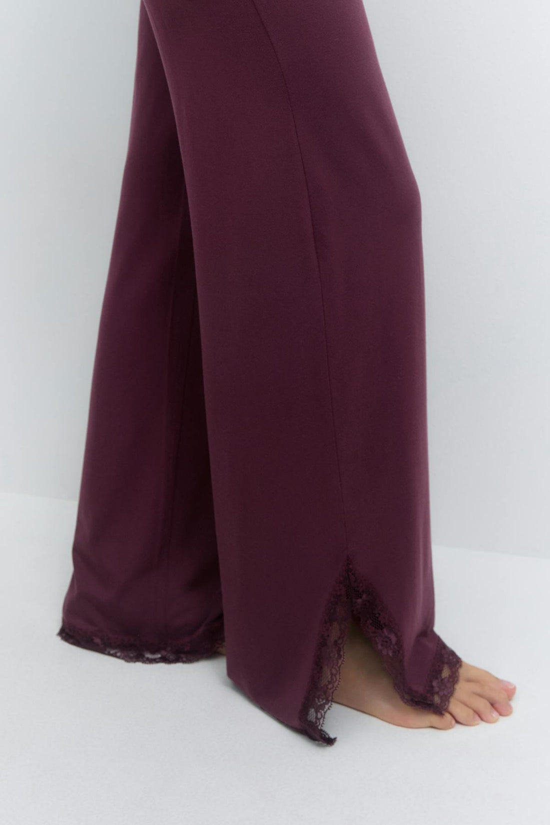 Soft lace loungewear trousers - Bordeaux