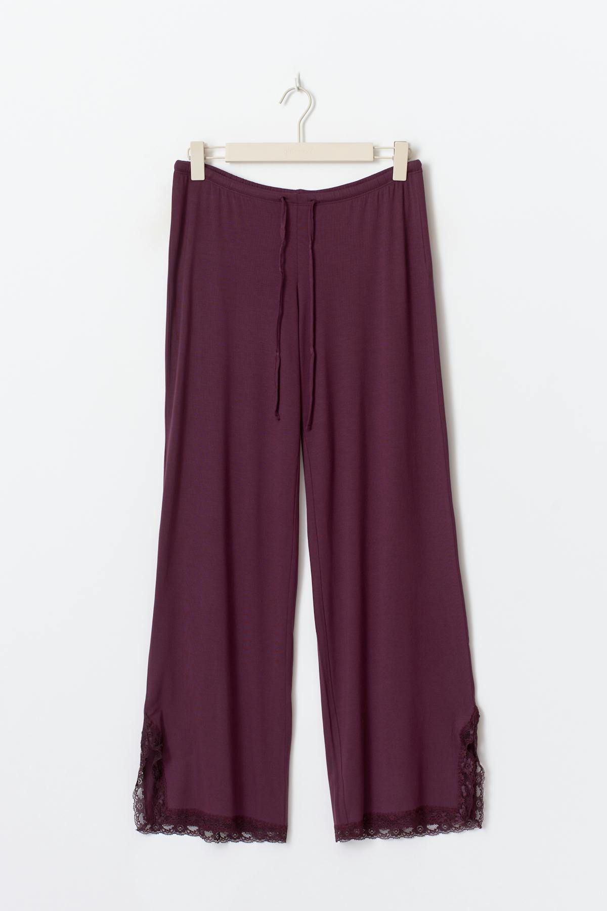 Soft lace loungewear trousers - Bordeaux