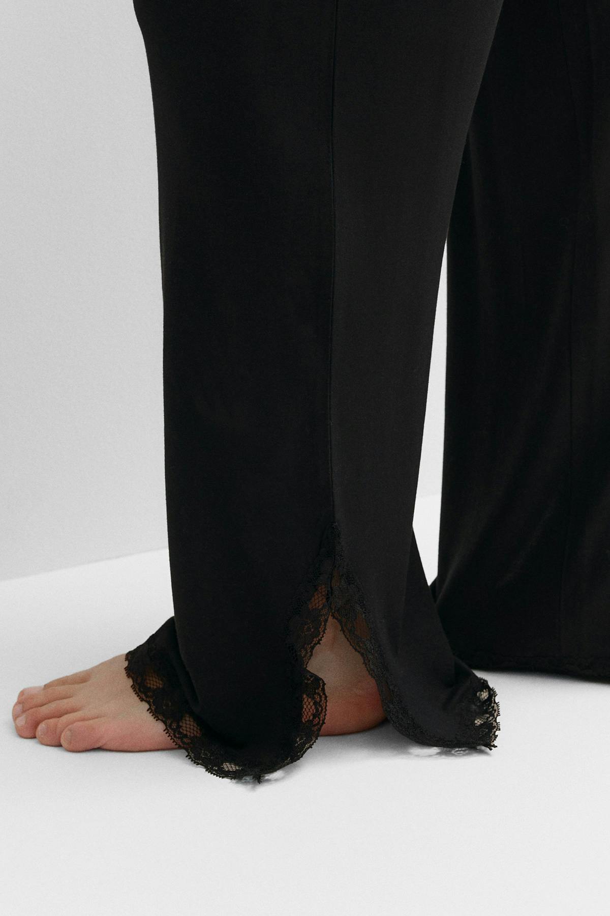 Soft lace loungewear trousers - Noir