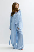 Soft slit loungewear robe - Blue night