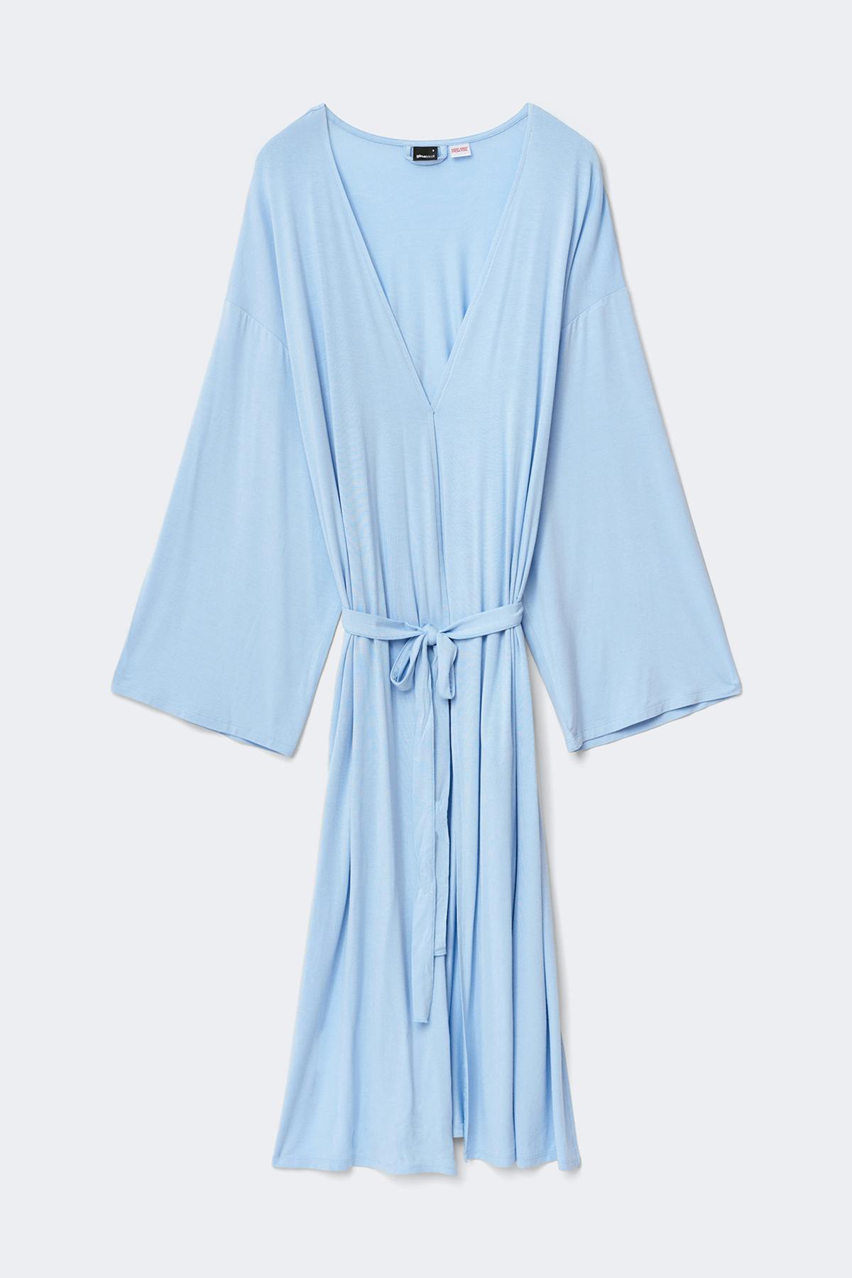 Soft slit loungewear robe - Blue night
