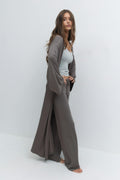 Soft slit loungewear robe - Stone