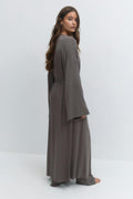 Soft slit loungewear robe - Stone