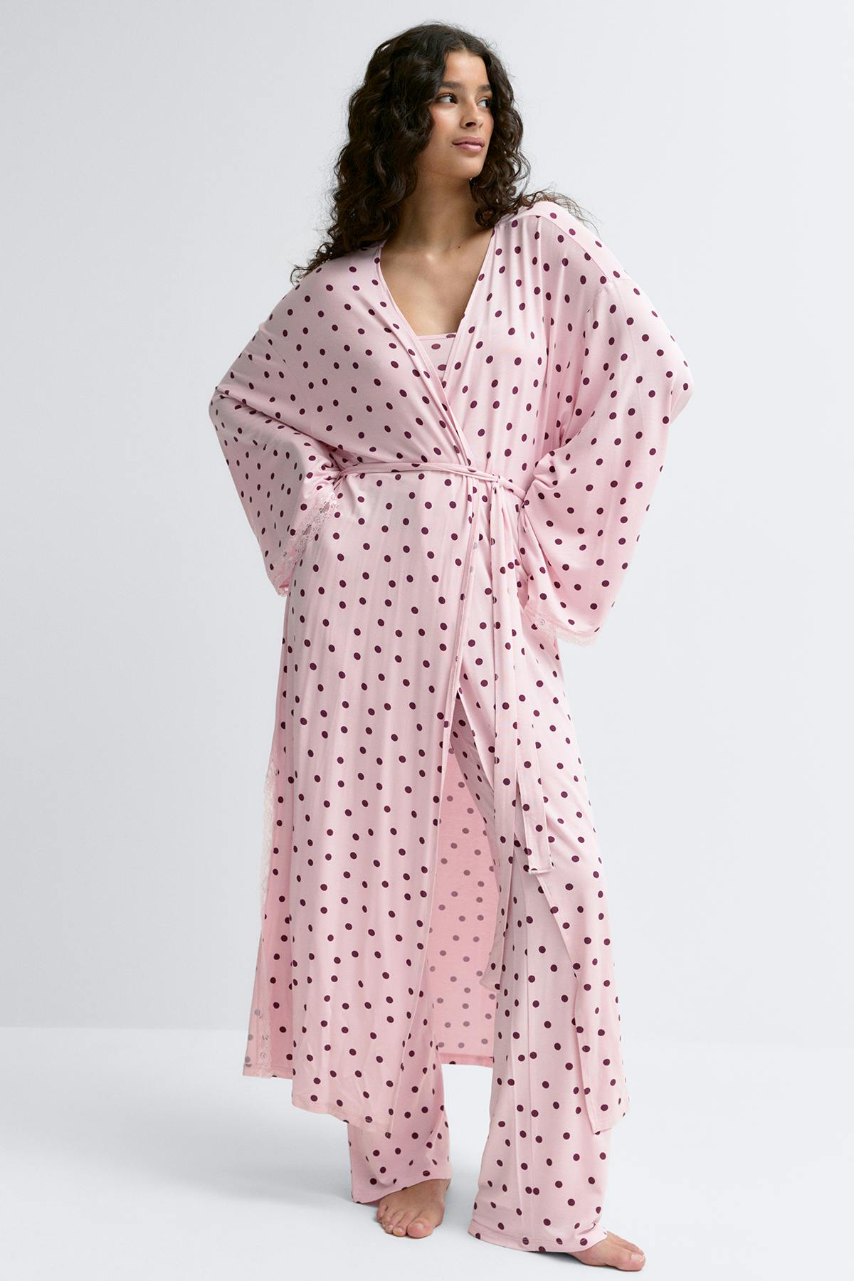 Soft lace loungewear robe - Navy blazer