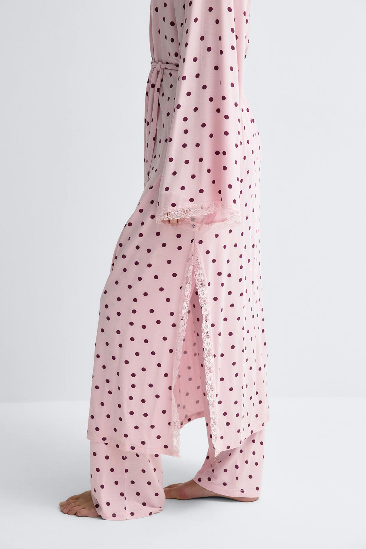 Soft lace loungewear robe - Navy blazer