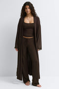 Soft lace loungewear robe - Chocolate plum