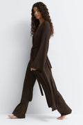 Soft lace loungewear robe - Noir