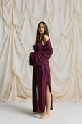 Soft lace loungewear robe - Bordeaux