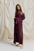 Soft lace loungewear robe - Bordeaux