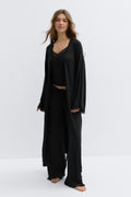 Soft lace loungewear robe - Noir