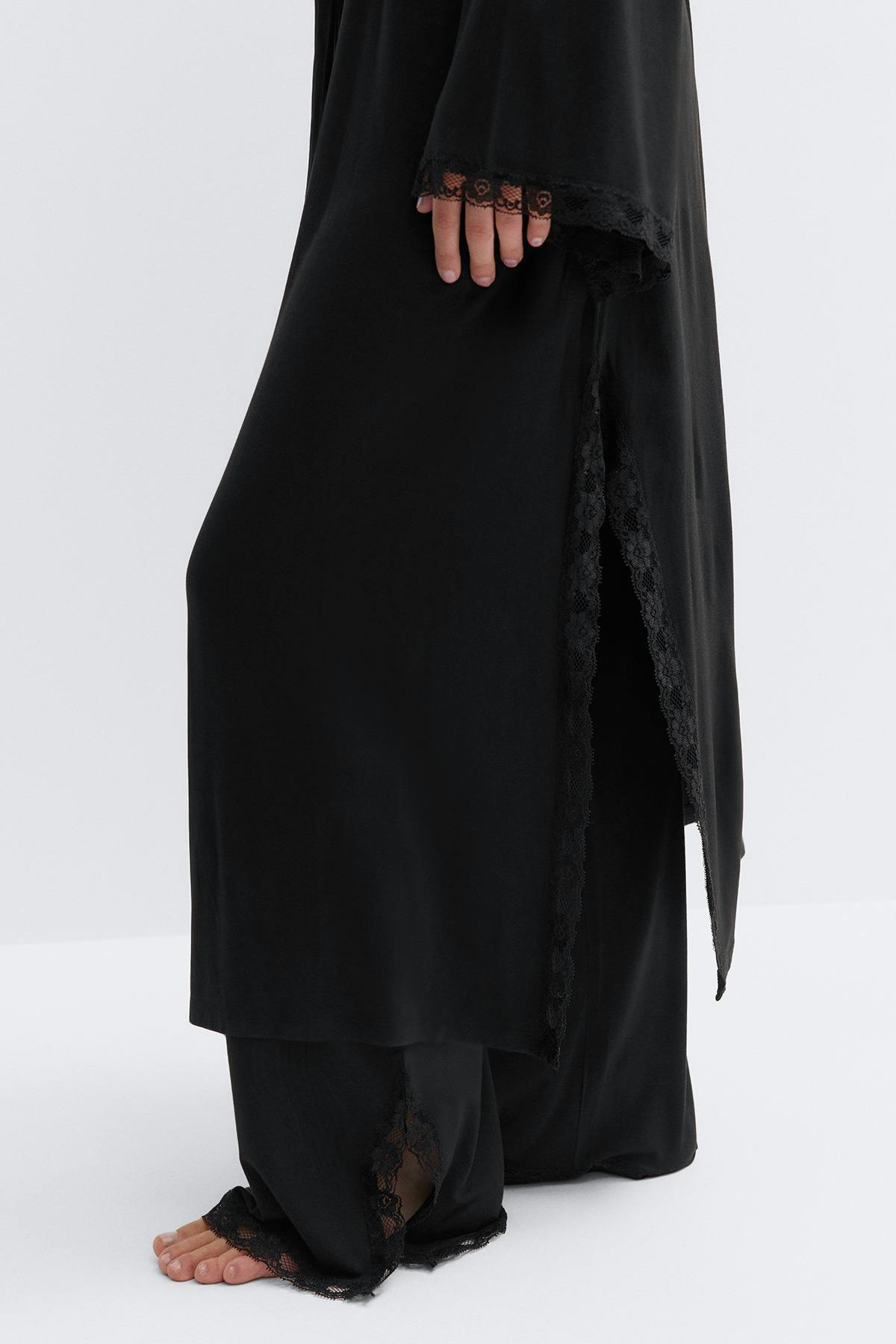 Soft lace loungewear robe - Pink dot